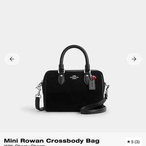 Coach Mini Rowan Crossbody Bag in Black with Cherry Charm